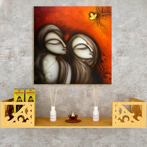 Frameless Radha-Krishna-Thinking-Glass Wall Art