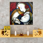 Frameless Radha Krishna Abstract Glass Paintings