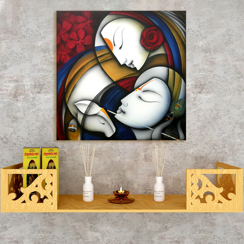 Frameless Radha Krishna Abstract Glass Paintings