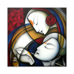 Frameless Radha Krishna Abstract Glass Paintings