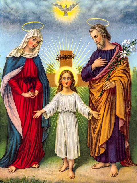 The Holy Family Modern Art Glass Wall Painting