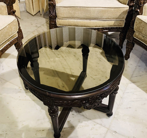 Circular Tinted Bronze/Brown Toughened Glass Table-Top