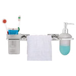 FLAIR GLASS Towel BAR, SOAP Dispenser & Tumbler Set with Brass Fittings (Supreme)