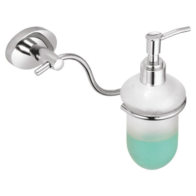 GLASS SOAP DISPENSER, brass fittings (chrome finish)- FA-8GSD
