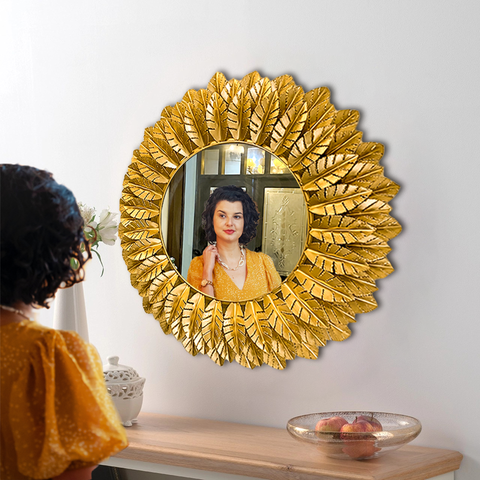 Decorative Mirror - Golden Sunflower Floret