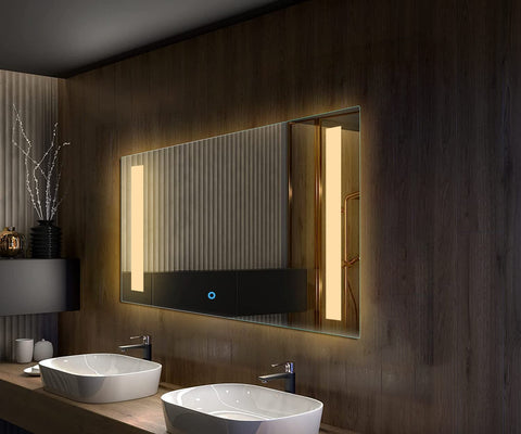 Sunlit Line LED Bathroom Mirror | Rectangular Design with Warm White Glow