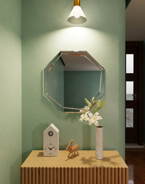 Octagonal with edge finished Bevelled Mirror Frameless