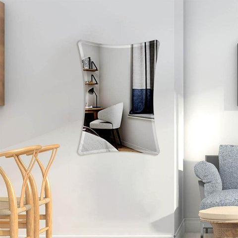 Rectangular Curvy Beveled Mirror Frameless