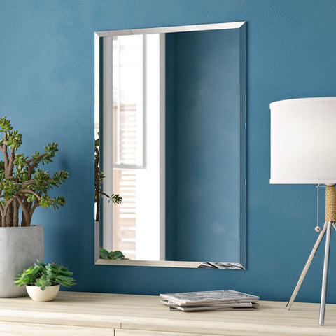 Frameless Rectangular Beveled Wall Mirror for Bathroom, Wall Mount Mirror, Washbasin Mirror