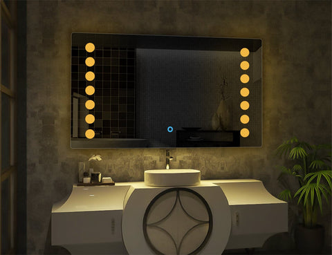 Sun Gleam Illuminated Dots - LED Rectangular Bathroom Mirror - Warm White Light