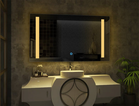 Sunlit Line LED Bathroom Mirror | Rectangular Design with Warm White Glow