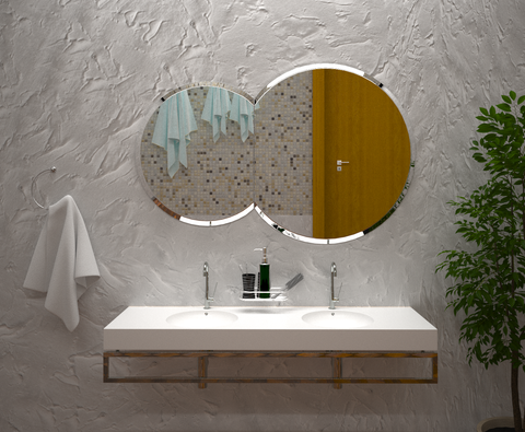 Semi Dual Round Bevelled Mirror Frameless