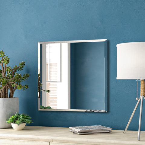 Frameless Square Beveled Mirror for Bathroom Wall, Wall Mount Mirror, Washbasin Mirror