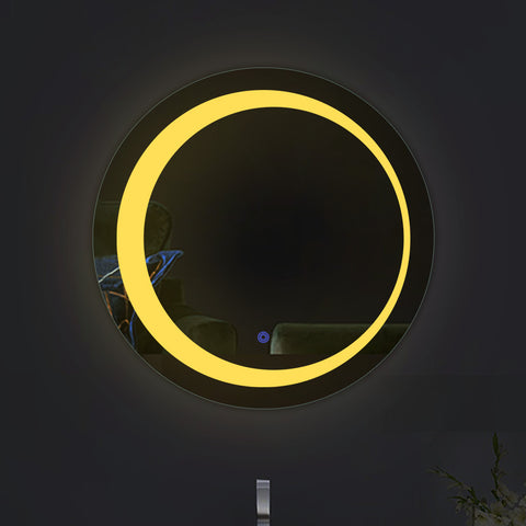 Illuminated Edged Round Glow - LED Round Bathroom Mirror - Dual-Color