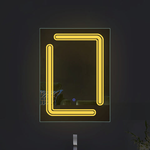 Asymmetry Illuminated edge Glow - Rectangular LED Mirror for Bathroom -Dual-Color