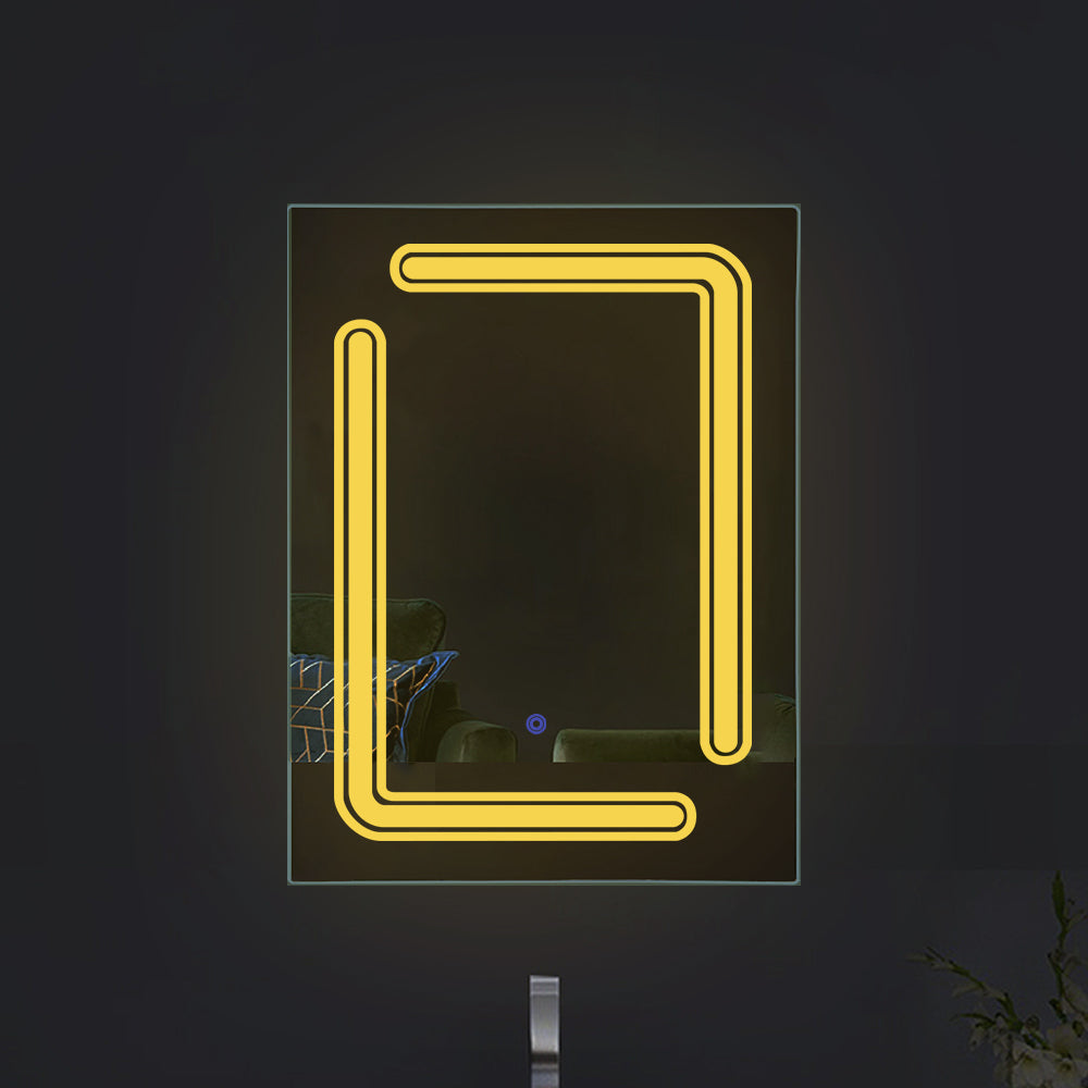 Asymmetry Illuminated edge Glow - Rectangular LED Mirror for Bathroom -Dual-Color