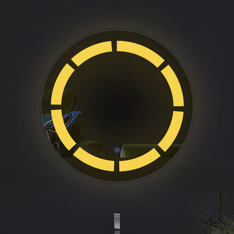 Disc Blocks Glow - LED Round Bathroom Mirror - Dual-Color