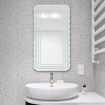 Curvy Zigzag Frosted Rectangular Designer Frameless Bathroom Mirror