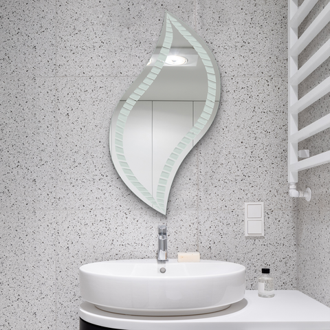 Frosted Leaf Designer Frameless Bathroom Mirror