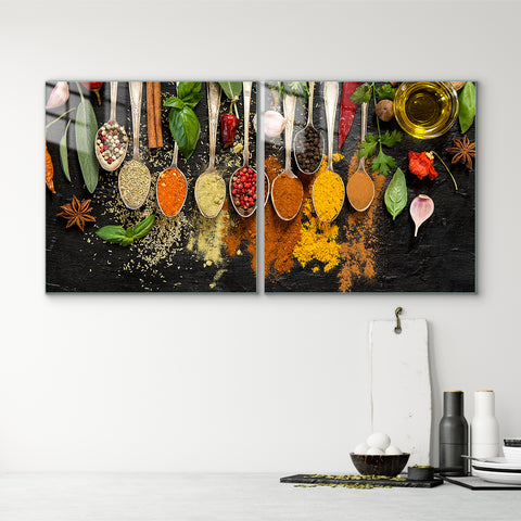 Multiframe Digital Glass Prints: Elevate Your Kitchen and Restaurant Decor with Spice Masala Paintings