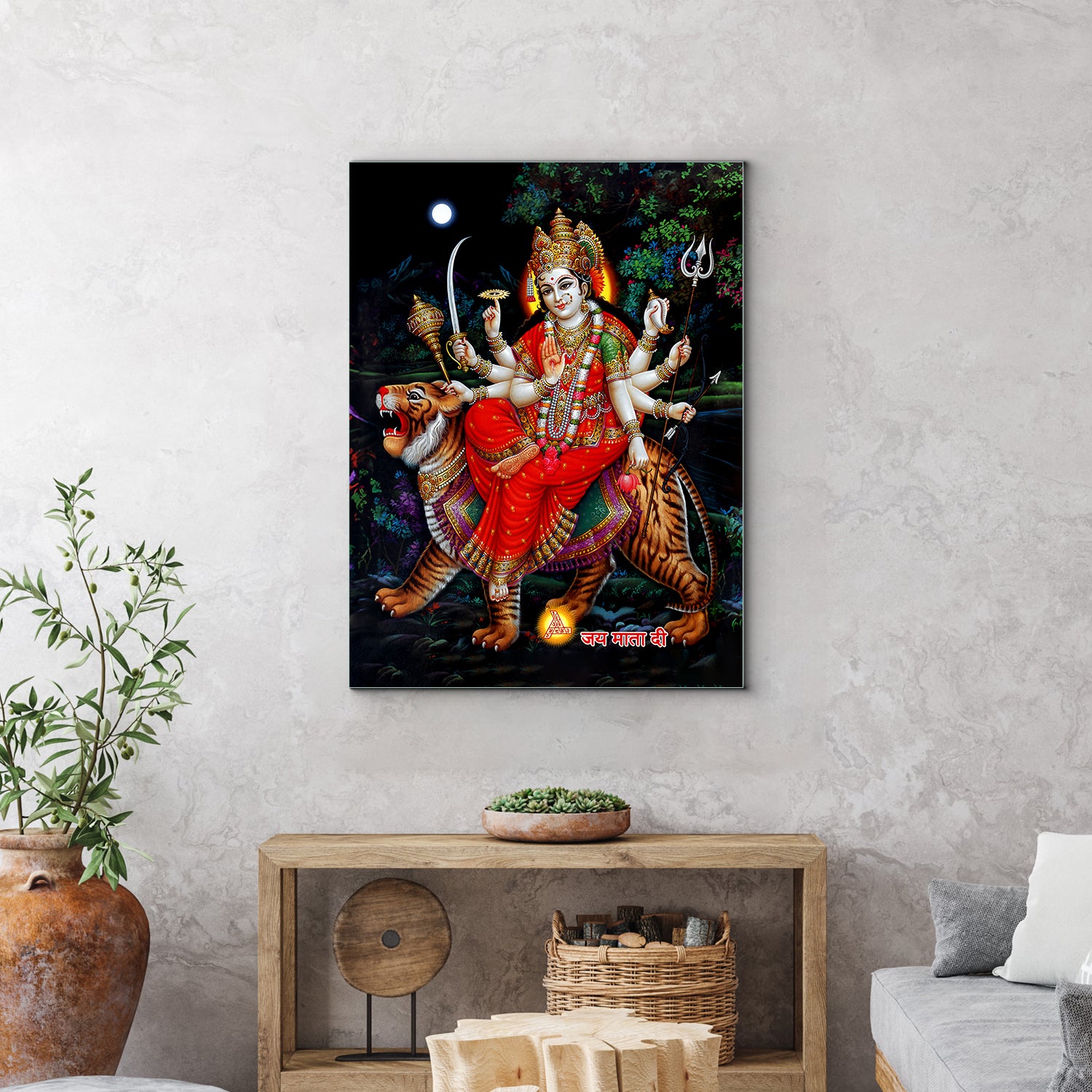 Frameless MAA Sherawali Vibrant Glass Wall Paintings – Flair Glass