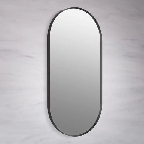 Rectangle Capsule Matte Black Metallic Framed Mirror for Bathroom and Living Room
