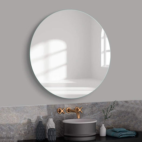 Frameless Round Wall Mirror for Bathroom, Wall Mount Mirror, Washbasin Mirror, Looking Mirror Glass, Mirror for Bedroom, Unframed Mirror