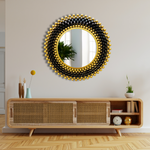 Decorative Mirror - Black Gold Bubbles Garden (Round)