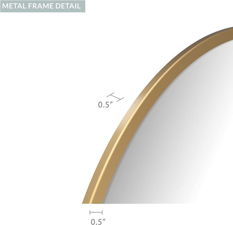 Rectangle Golden Metallic Framed with Curve Edges Mirror for Bathroom and Living Room