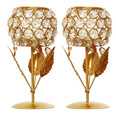 Metal with Crystal Candle Holder (set of 2)