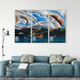 Beautiful Abstract Multi Frame Colourful Wall Painting for Living Room: Abstract Clouds and Water Paintings