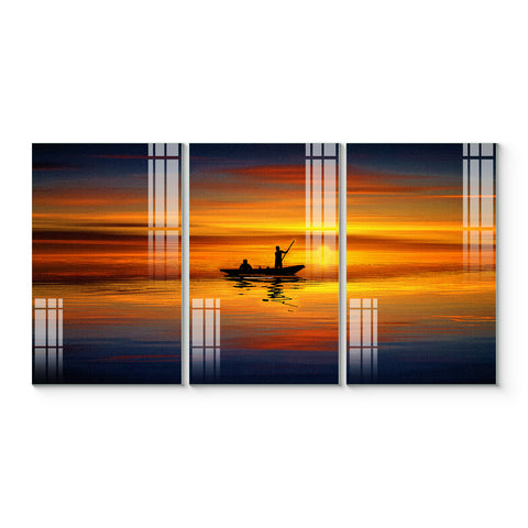 Abstract Modular Colourful Wall Painting for Living Room: Deep-Inside-Sunset