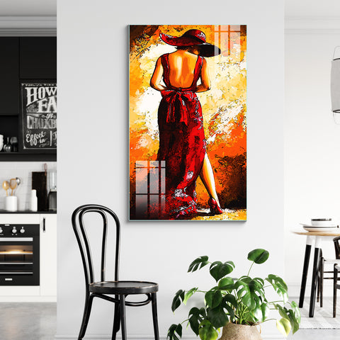 Frameless Beautiful Wall Painting for Home: Acrylic Women Art Glass Painting