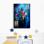 Frameless Beautiful Glass Wall Painting for Home: Aquaman Sea Blues
