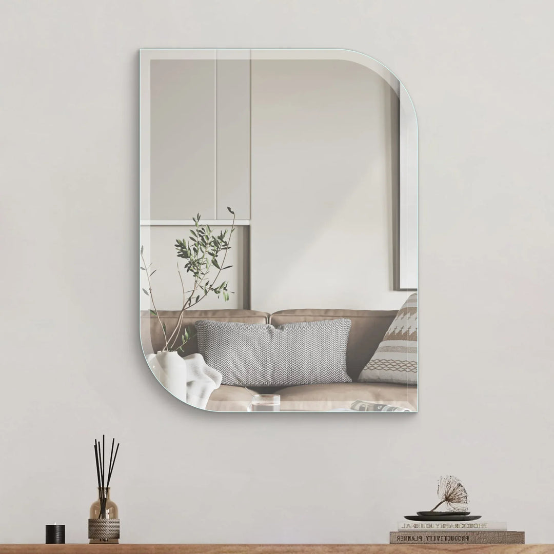 Illustration of Asymmetrical Glass Wall With Appointment Living Room