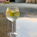 Ribbed gold rim Gin glass Set of 6Pcs White box