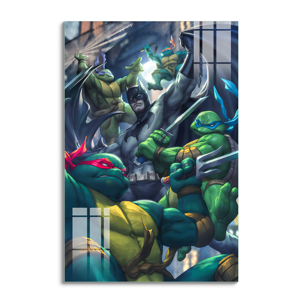 Frameless Beautiful Glass Wall Painting for Home: Batman and Teenage Mutant Ninja Turtles