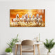 Beautiful Frameless Tempered Glass Painting: Seven Horses-Golden Paintings