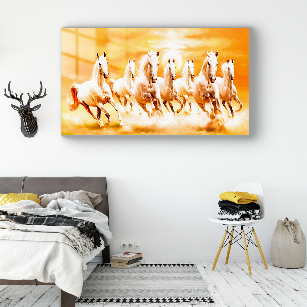 Seven Horses Wall Painting Glass Painting Flair Glass