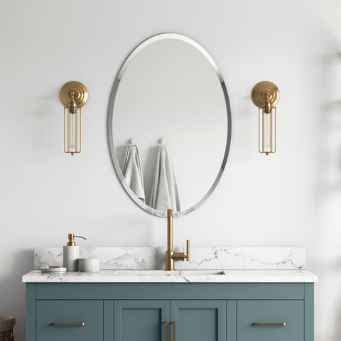 Oval Bevelled Mirror for Bathroom Frameless