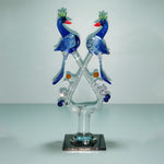 Crystal Clear Glass Decorative Showpiece for Home Decor Gift Items (Blue Peacock)