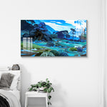 Blue Valley Nature Art Wall Painting for Home