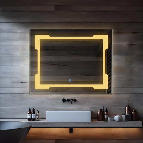 Border Illuminated Gleam - LED Bathroom Mirror - Warm Light - Rectangular