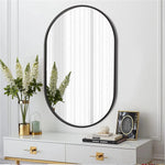 Capsule Matte Black Metallic Framed Mirror for Bathroom and Living Room
