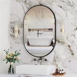 Capsule Matte Black Metallic Framed Mirror for Bathroom and Living Room