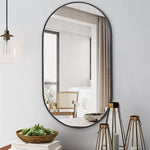 Capsule Matte Black Metallic Framed Mirror for Bathroom and Living Room