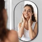Capsule Matte Black Metallic Framed Mirror for Bathroom and Living Room