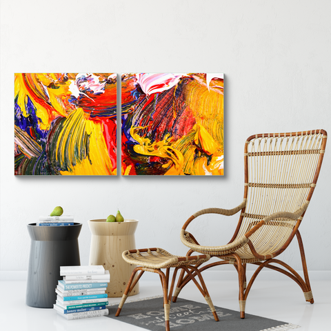 Colourful Multi Frame Wall Painting for Living Room: Modern Oil Art