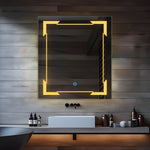 Cut Edge Corner Glow LED Mirror for Bathroom - Warm White Light - Rectangular