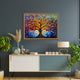 Frameless Eternal Bloom Vibrant Mosaic Tree Glass Art – Abstract Glass Painting for Wall Décor